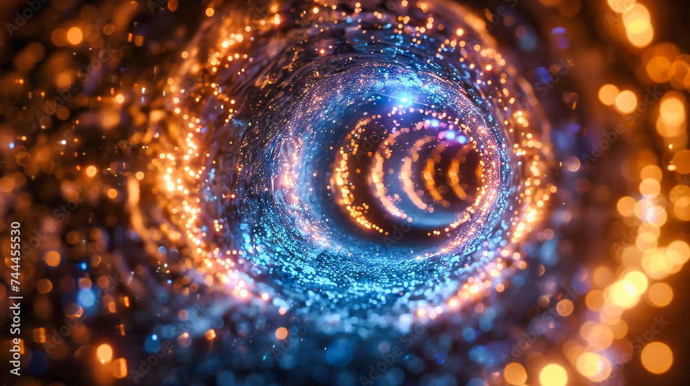 Spiral galaxies and cosmic wonders illuminate the mysteries of the universe in a vibrant, abstract space