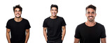 young handsome men wear black tshirt mockup png