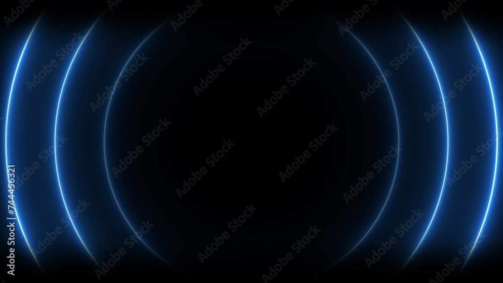 Abstract beautiful blue neon light circle radio waves animation background