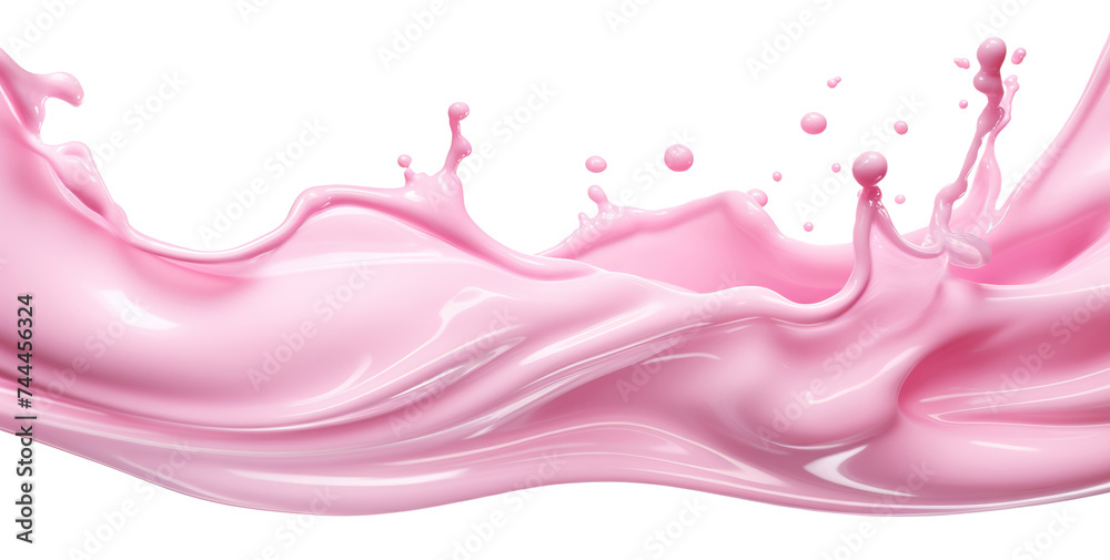 Splash of pink milky liquid similar to smoothie, yogurt or cream, cut out Splash of pink milky liquid similar to smoothie, yogurt or cream, cut out
