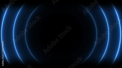 Abstract beautiful blue neon light circle radio waves animation background