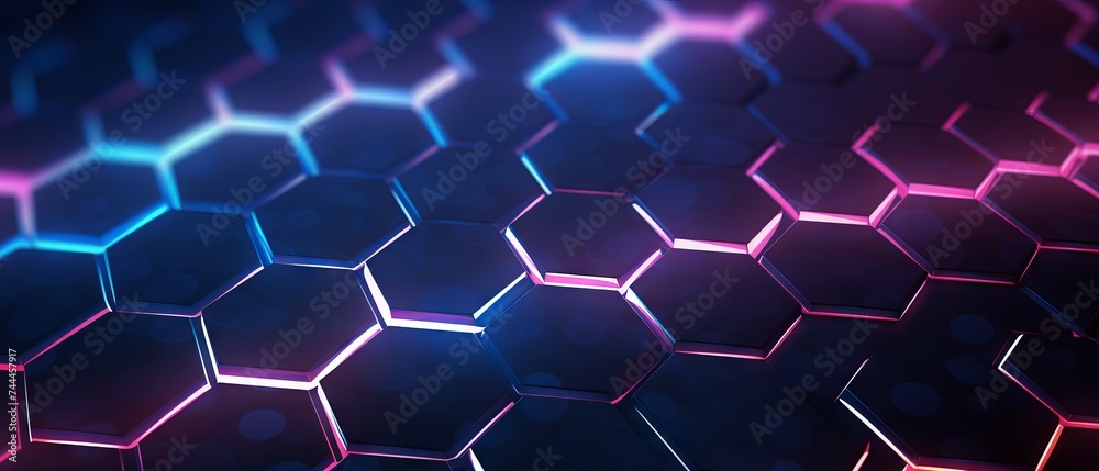 Mesmerizing Hexagon Pattern: Abstract Background with Radiant Glowing Lights