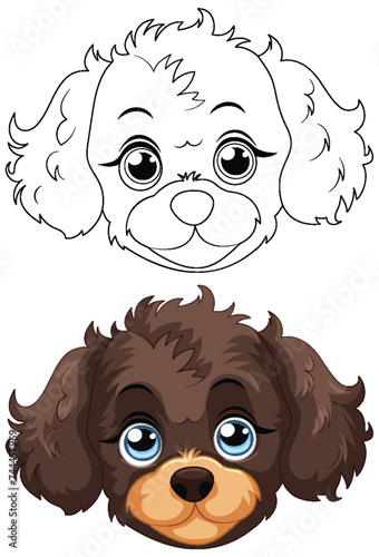 Vector illustration of two adorable dog faces