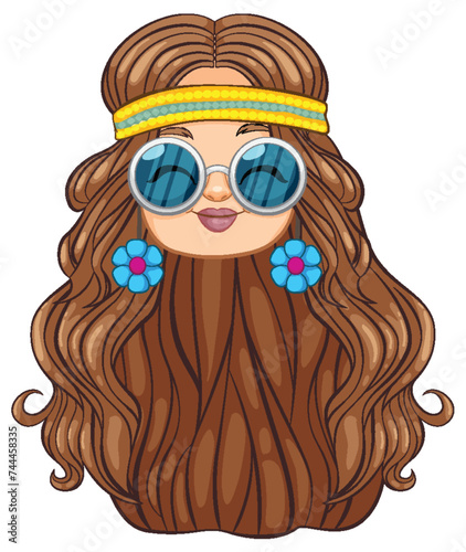 Vector illustration of girl with vintage fashion accessories.