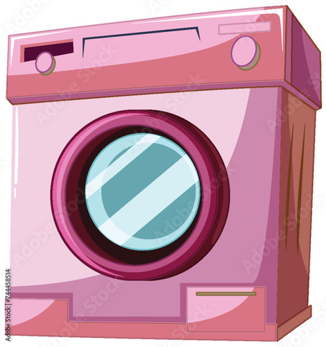 Cartoon-style pink washing machine vector graphic