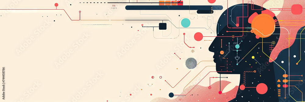 data science concept with charts and silhouette of person on solid background data science concept with charts and silhouette of person on solid background