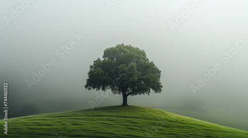 A thought-provoking image symbolizing World Mental Health Day, with a solitary tree standing tall amidst a foggy landscape, conveying the importance of mental well-being and resilience.