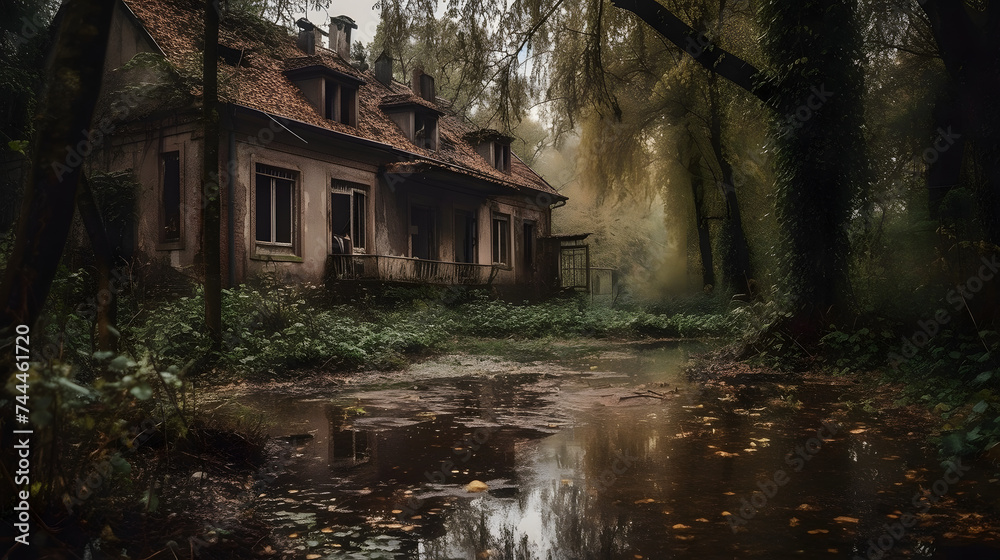  abandoned place in the rainy area near rus wroclaw