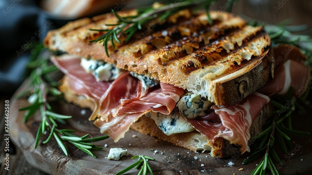 Sandwich with prosciutto, blue cheese and rosemary Sandwich with prosciutto, blue cheese and rosemary