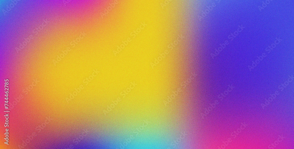 Purple yellow blue grainy color gradient background glowing noise texture cover design