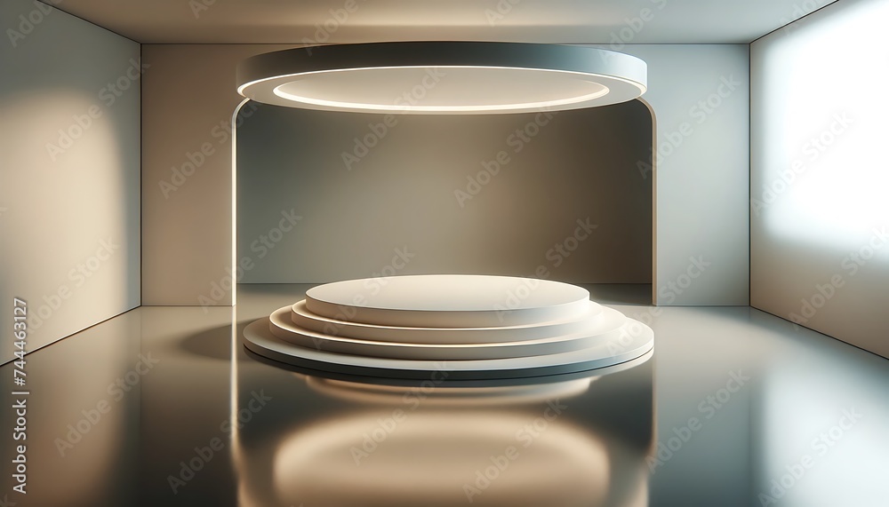 3d rounded podium on a reflective floor, minimalist studio. 3d stage for product display. an abstract platform for product presentation. 3d round shape for advertisement. tech products mockup. 3d rounded podium on a reflective floor, minimalist studio. 3d stage for product display. an abstract platform for product presentation. 3d round shape for advertisement. tech products mockup.