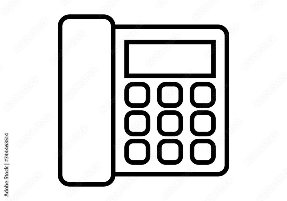 Icono negro de teléfono fijo en fondo blanco. Icono negro de teléfono fijo en fondo blanco.