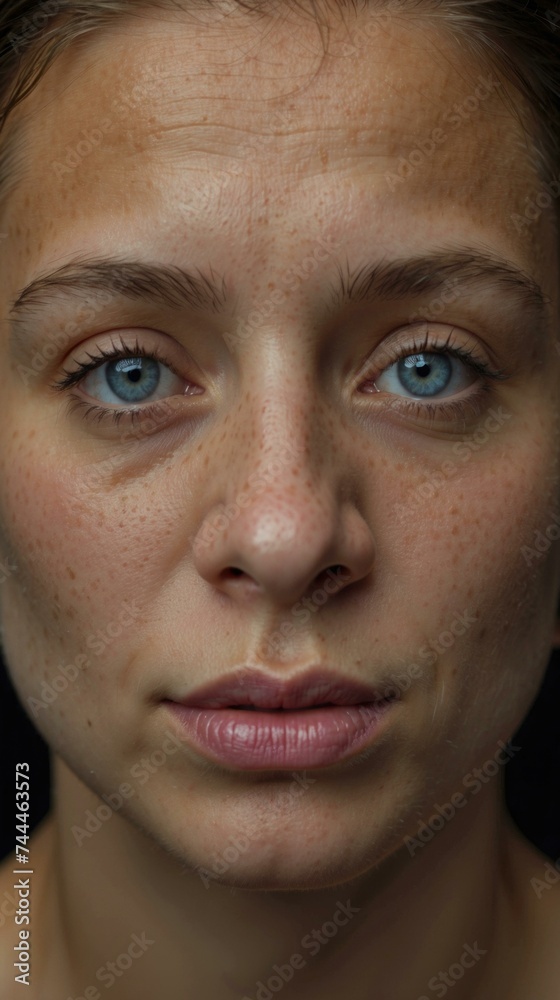A woman with freckles on her face. Generative AI. A woman with freckles on her face. Generative AI.