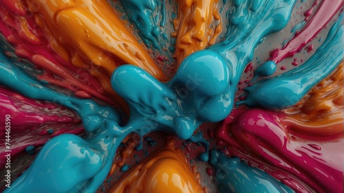 Colorful paint splashes on a surface. Generative AI.