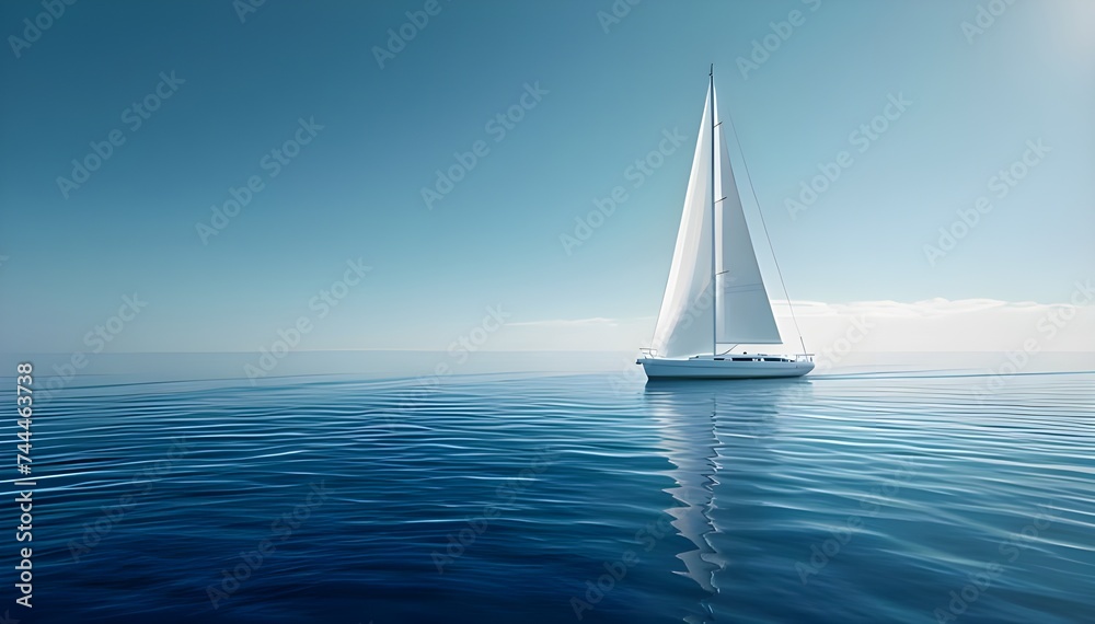 Sailing boat floating on water surface