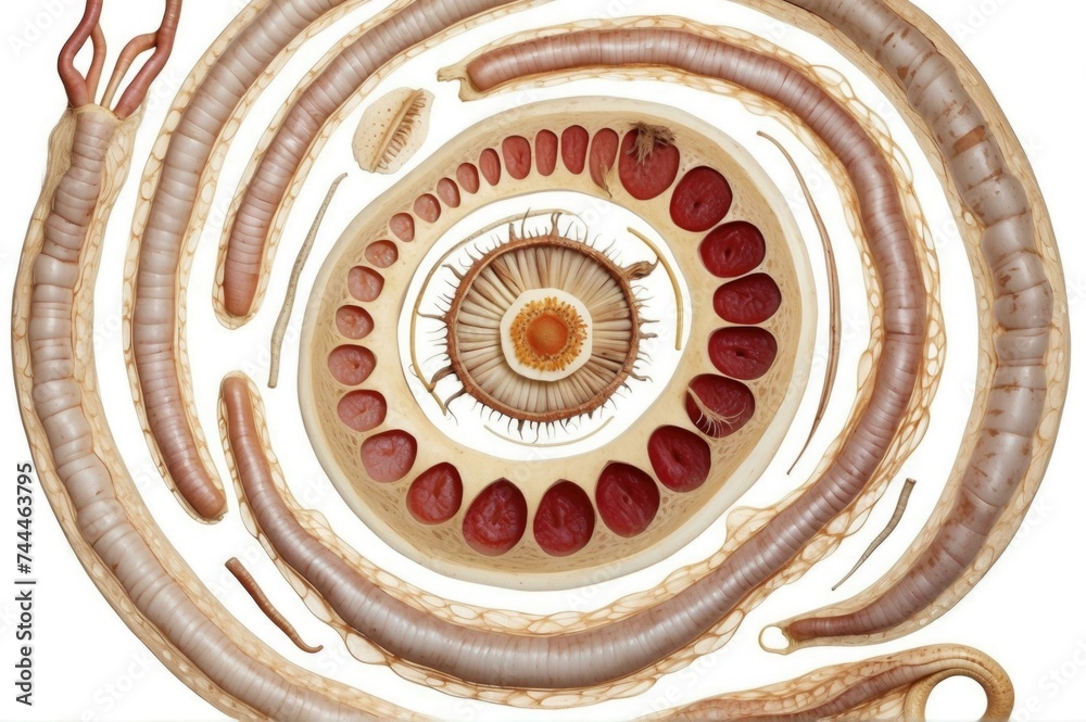 Obraz premium A microscope image of a spiral worm. Generative AI.