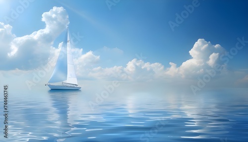 Sailing boat floating on water surface