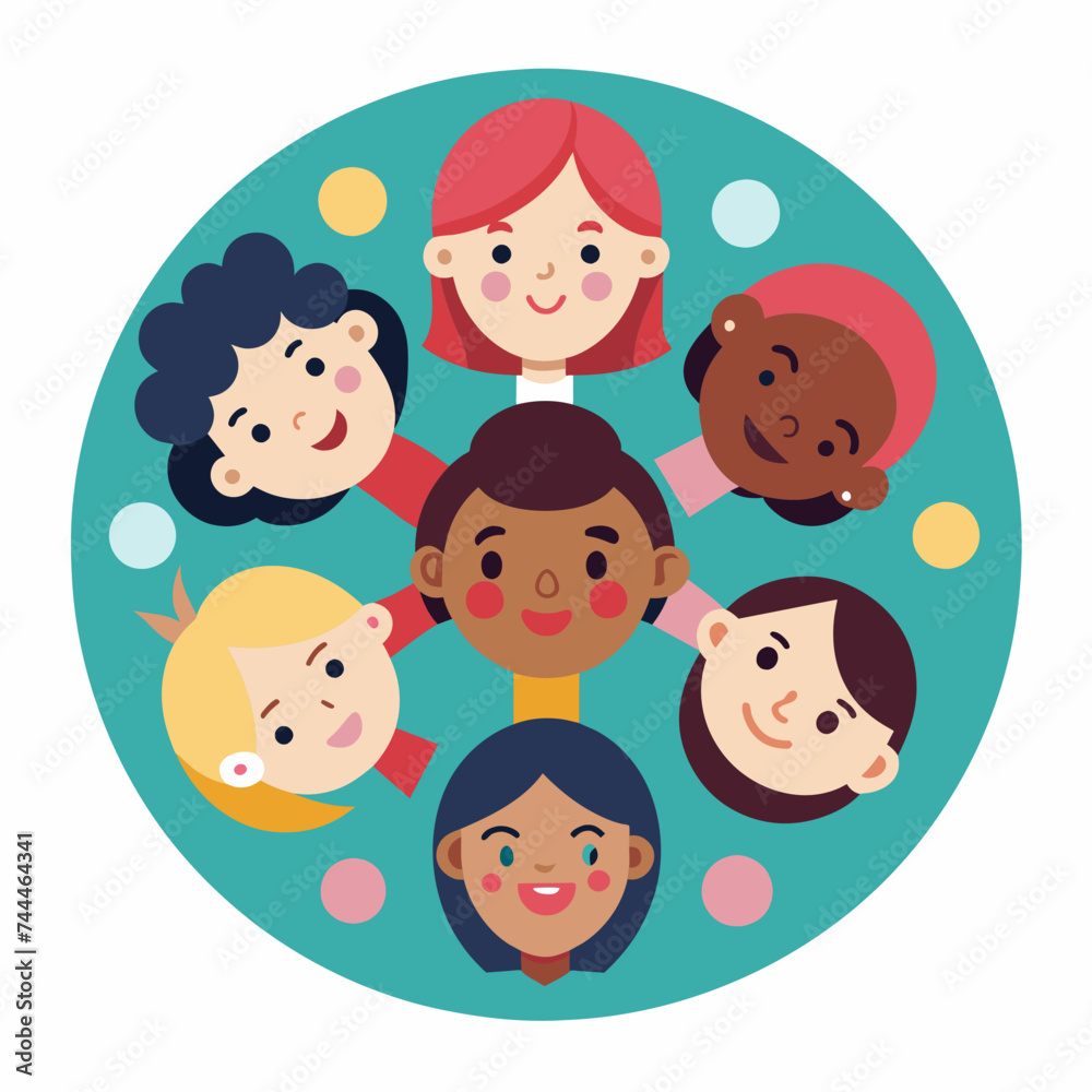 Circle of trust with diverse faces, representing mutual care and respect. vektor illustation Circle of trust with diverse faces, representing mutual care and respect. vektor illustation