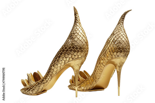 Gold Mermaid Designed Magic High Heels PNG - Transparent Background