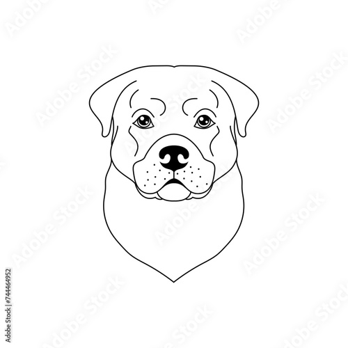 Rottweiler dog icon in line art style 