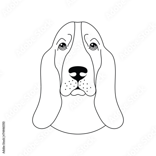 Basset dog icon in line art style 