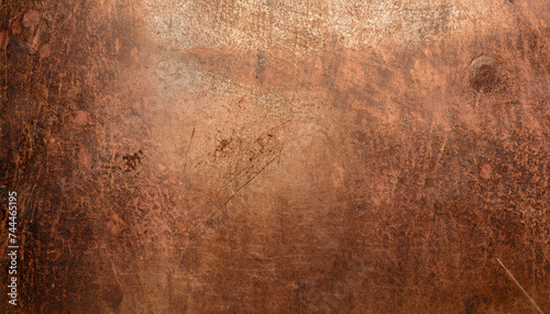 Copper surface. bronze background. metal plate with spots and scratches. brown grunge texture; abstract old metallic backdrop vintage
