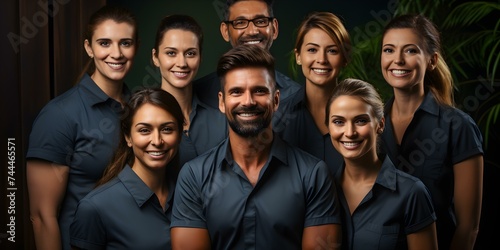 Diverse Indian team of professionals smiling and posing for portrait together. Concept Indian Professionals, Team Photo, Diversity, Smiling Faces, Portrait Pose © Anastasiia