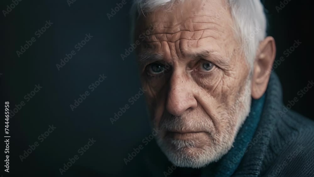 An older man with a pensive expression battling feelings of selfdoubt, Elderly male With White Hair and Blue Eyes An older man with a pensive expression battling feelings of selfdoubt, Elderly male With White Hair and Blue Eyes