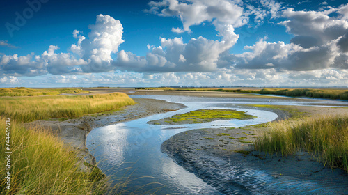 Extensive view over the Wadden Sea. photo