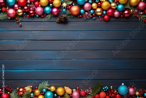 Top view of a festive setting adorned with colorful decorations, creating an inviting background with ample space for text customization.