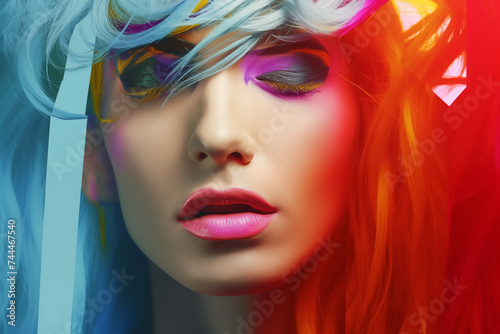 Capturing the essence of individuality and celebration, this close-up features the face of a transgender person adorned with vibrant paint © Jakraphong