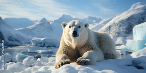 Polar Bear Relaxing on Ice photo