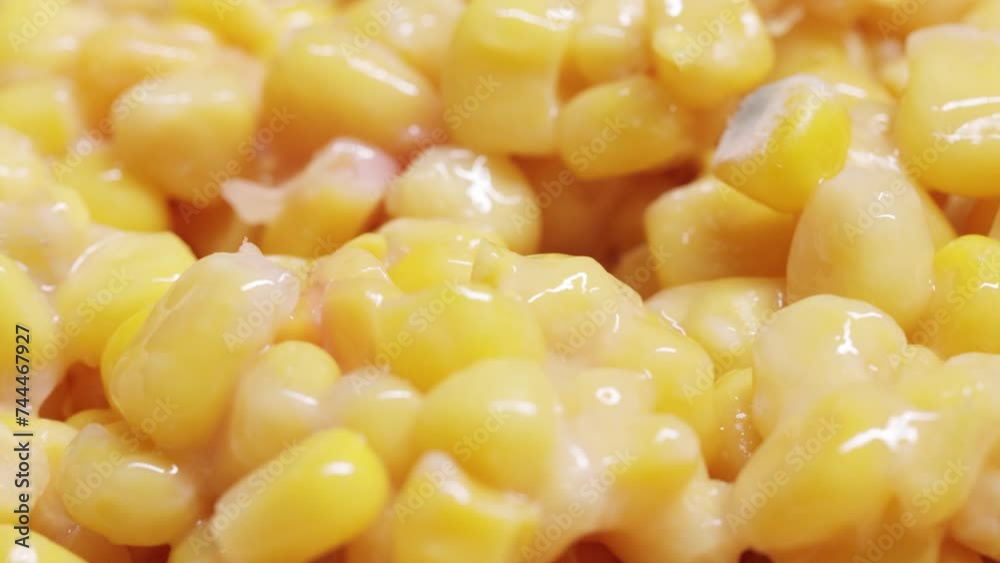 Spoiled canned corn with white mold and slime Spoiled canned corn with white mold and slime