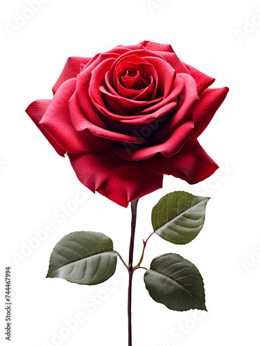 Red rose flower isolated on transparent background.  Generative AI.