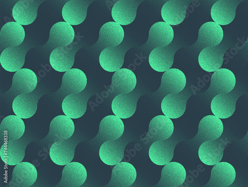 Mesmerizing Unique Seamless Pattern Trend Vector Turquoise Abstract Background. Modern Half Tone Art Illustration for Textile Print. Endless Graphical Mint Green Abstraction Wallpaper Dot Work Texture