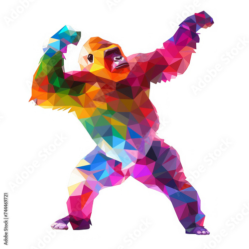 Colorful Geometric gorilla Poses Illustration photo