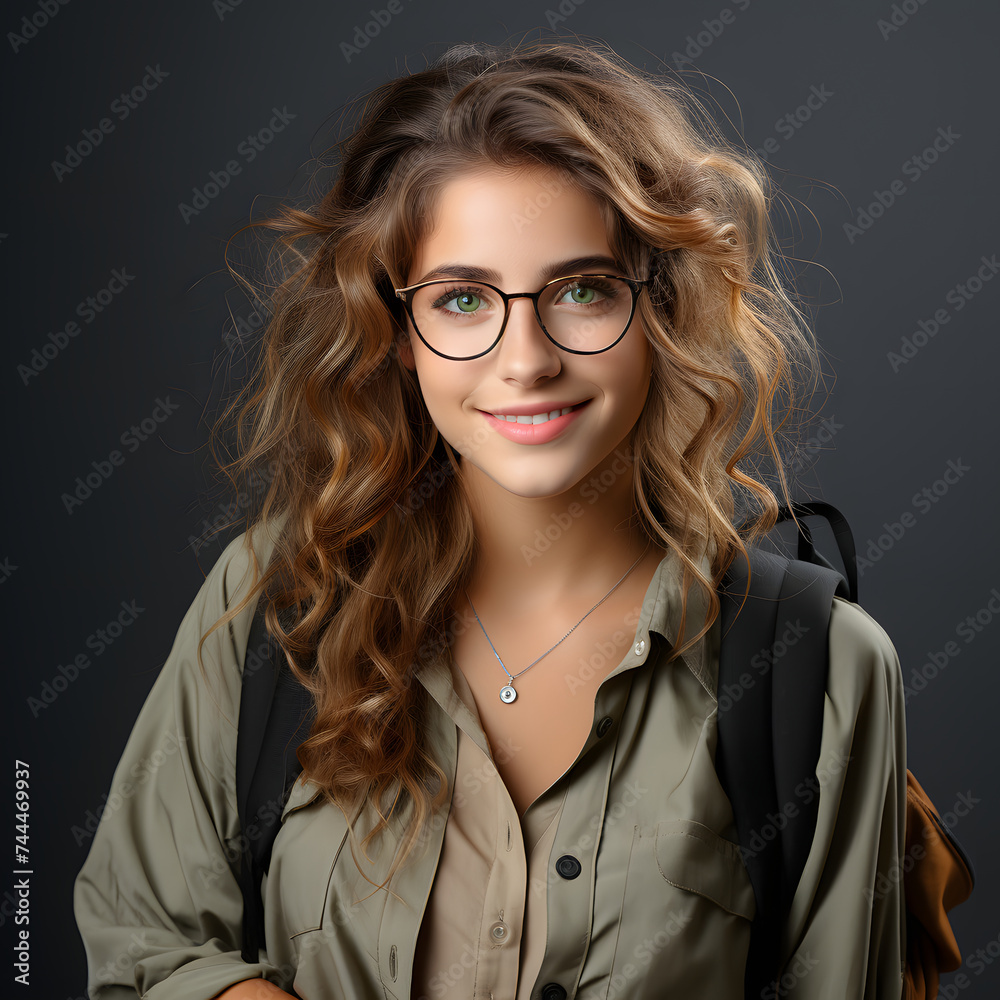 Portrait of a Smiling Female Collage Student in Casual Wear Portrait of a Smiling Female Collage Student in Casual Wear