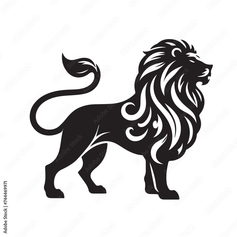 Majestic lion silhouettes isolated on white background Majestic lion silhouettes isolated on white background