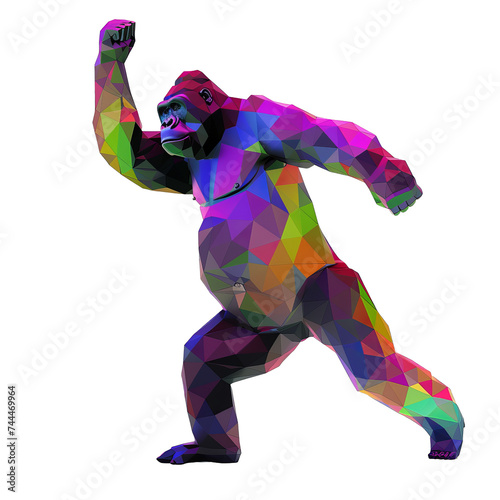 Colorful Geometric gorilla Poses Illustration photo