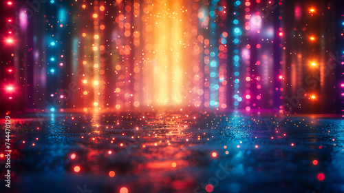 Glowing Bokeh and Sparkle on Dark Background, Abstract Light Effect for Christmas, Magical Shiny Pattern for Party and Festive Decor