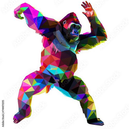 Colorful Geometric gorilla Poses Illustration photo