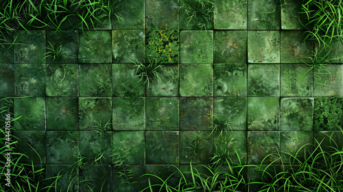 Green grass and background with squares