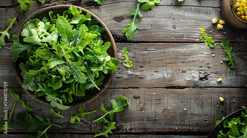 Green lettuce leaves (Valerianella locusta)