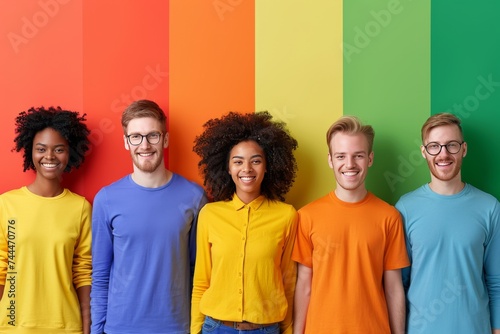 LGBTQ Pride hormone therapy. Rainbow sky blue colorful uprising diversity Flag. Gradient motley colored circumference LGBT rights parade festival bi gendered diverse gender illustration photo