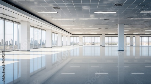 Spacious Empty Office Interior: Professional Business Conference Setting