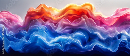 Fluid colors merge in a vivid display of digital art, where the flow of liquid shapes and bright textures paint a futuristic vision
