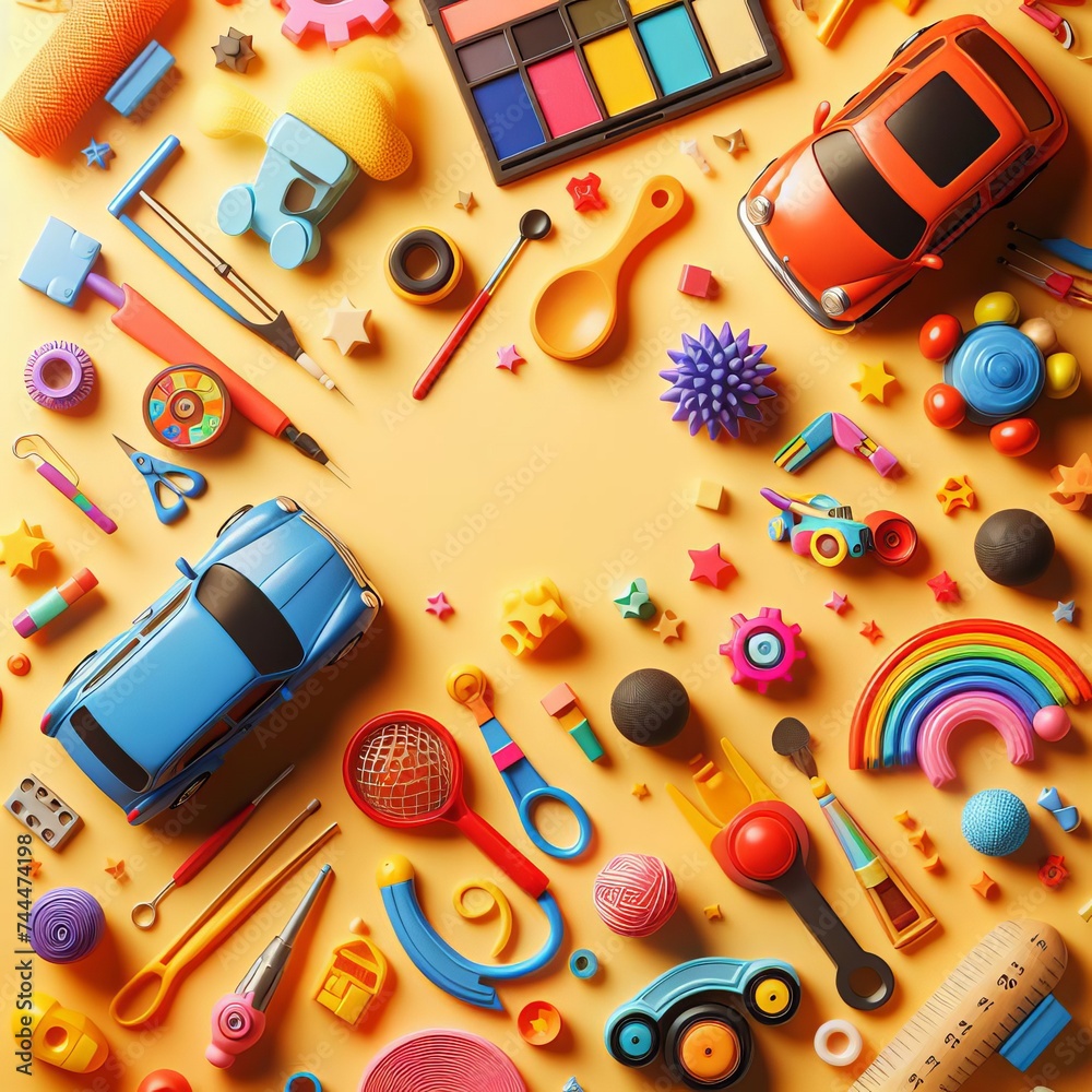 kid toys background with copy space