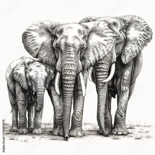 Beautiful stock pencil illustration with safari