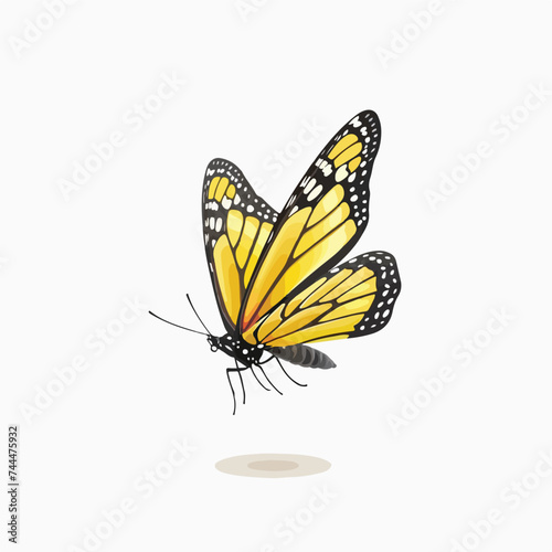 Beautiful yellow butterfly flying isolated icon isol