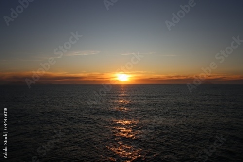 Sun setting in the South Atlantic near the Falkland Islands.